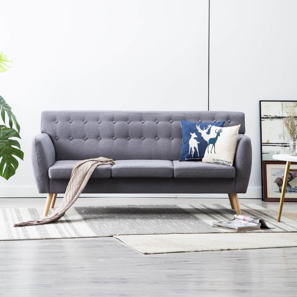 3-Sitzer-Sofa Stoff 172x70x82 cm Hellgrau 3-Sitzer-Sofa Stoff 172x70x82 cm Hellgrau