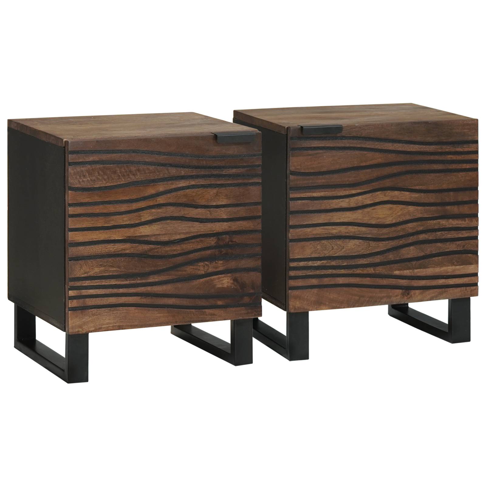 Nachttische 2 Stück 40x33,5x46 cm Massivholz Mango