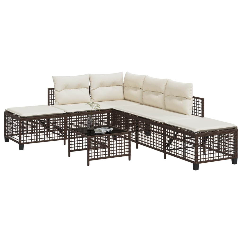 3-tlg. Garten-Ecksofa-Set mit Kissen Braun Poly Rattan 3-tlg. Garten-Ecksofa-Set mit Kissen Braun Poly Rattan