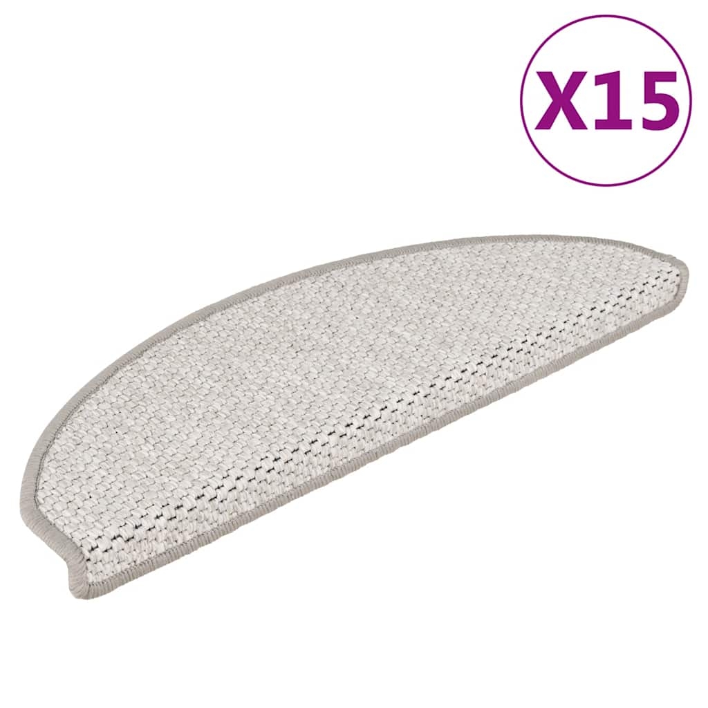 Treppenmatten Selbstklebend Sisal-Look 15 Stk. 65x21x4 Platina