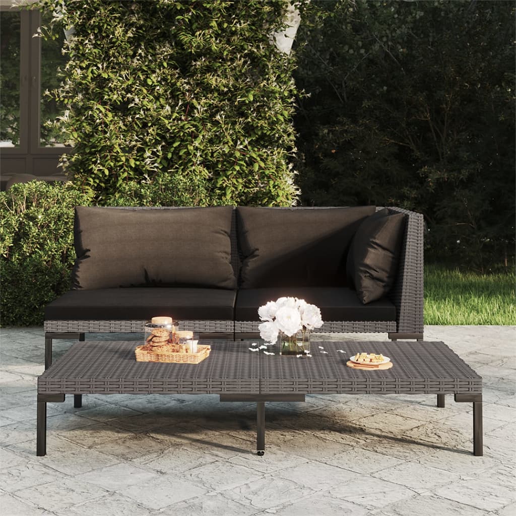 Gartensofa mit Kissen Halbrundes Poly Rattan Gartensofa mit Kissen Halbrundes Poly Rattan