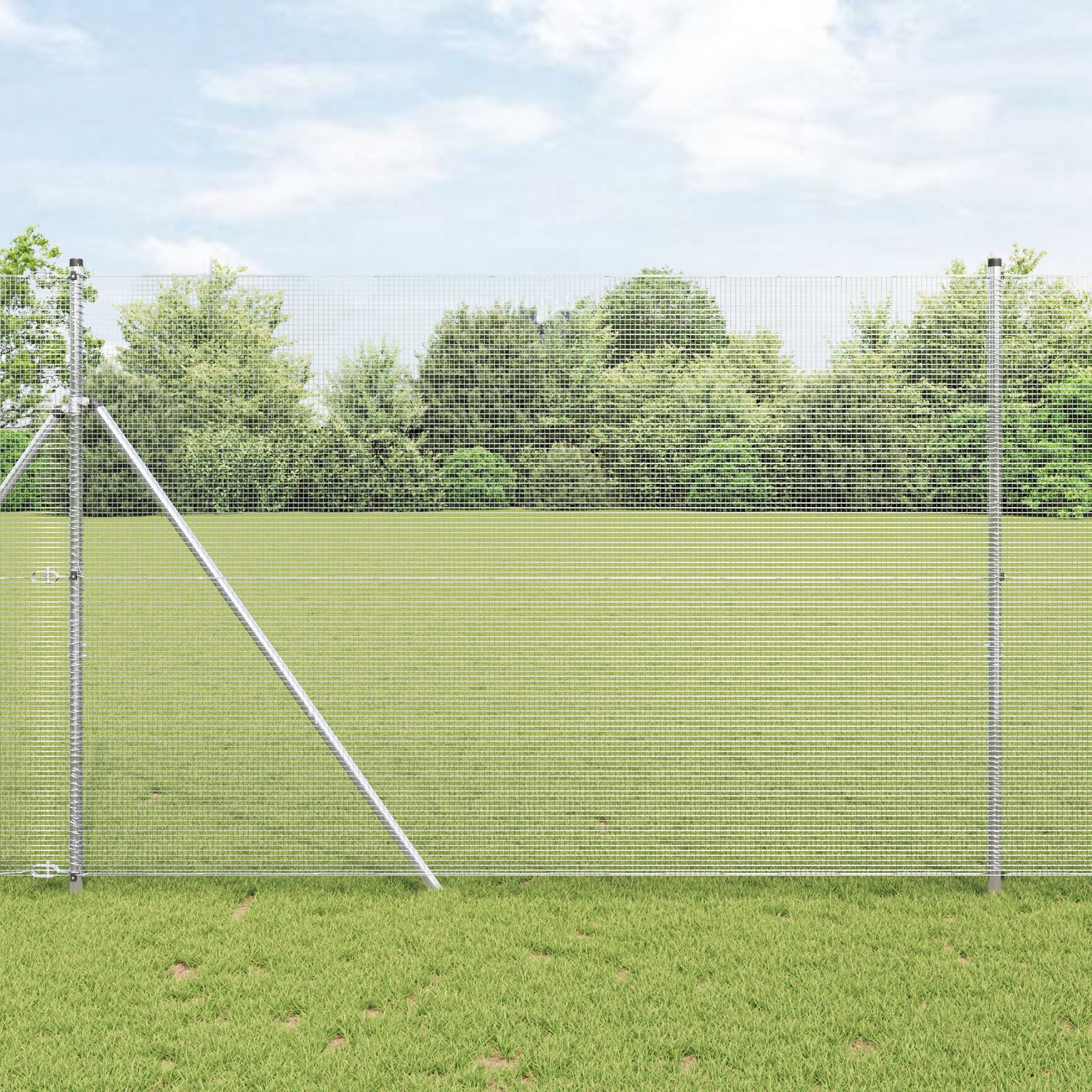 Schweißdrahtzaun mit 7 Pfosten 1,5 x 10 m Verzinkter Stahl