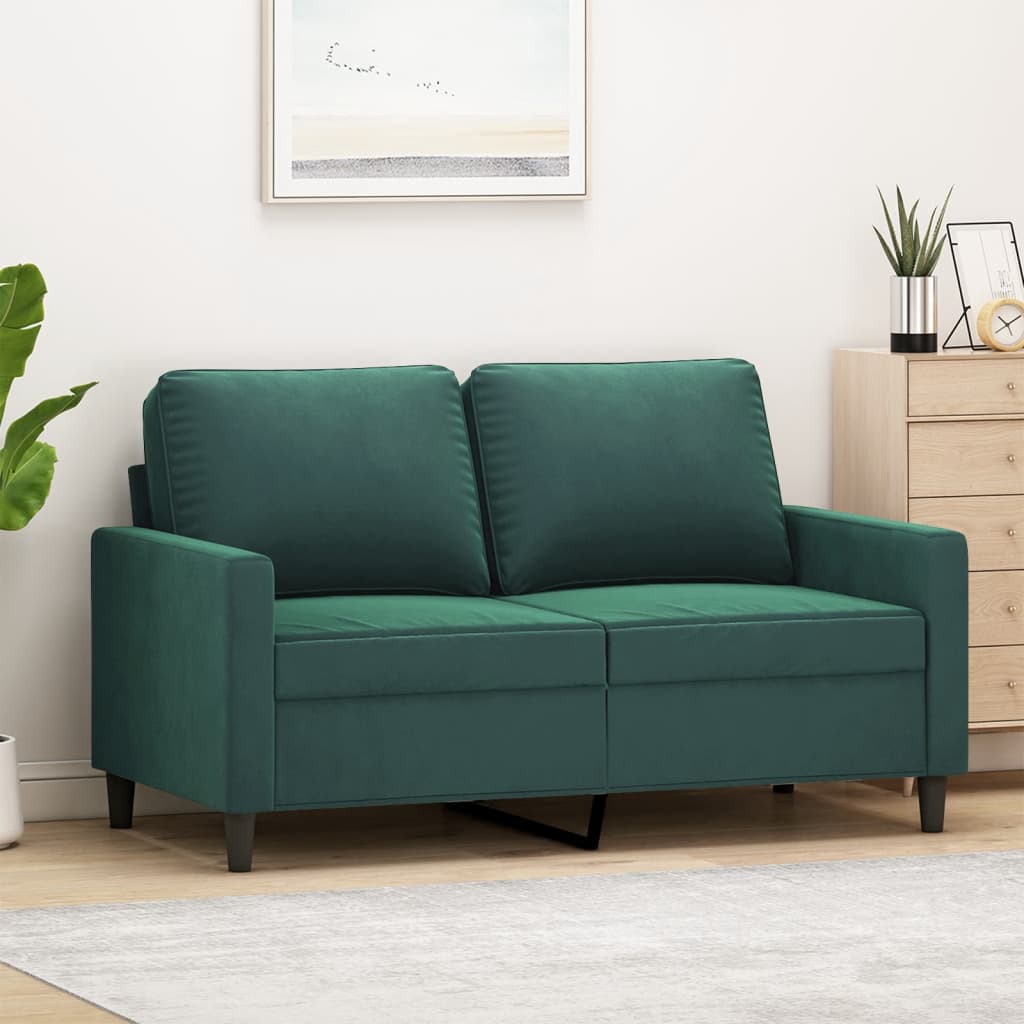 2-Sitzer-Sofa Dunkelgrün 120 cm Samt 2-Sitzer-Sofa Dunkelgrün 120 cm Samt