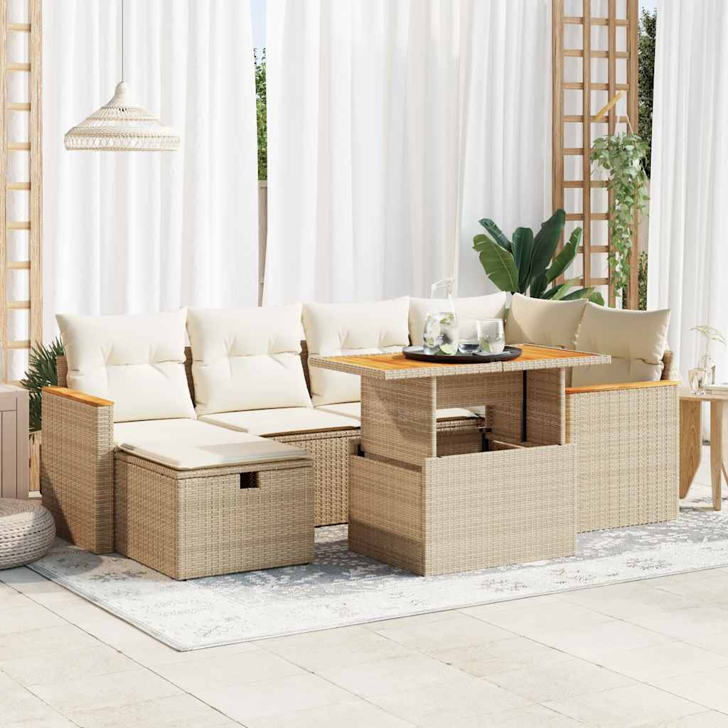 8-tlg. Garten-Sofagarnitur mit Kissen Beige Poly Rattan 8-tlg. Garten-Sofagarnitur mit Kissen Beige Poly Rattan