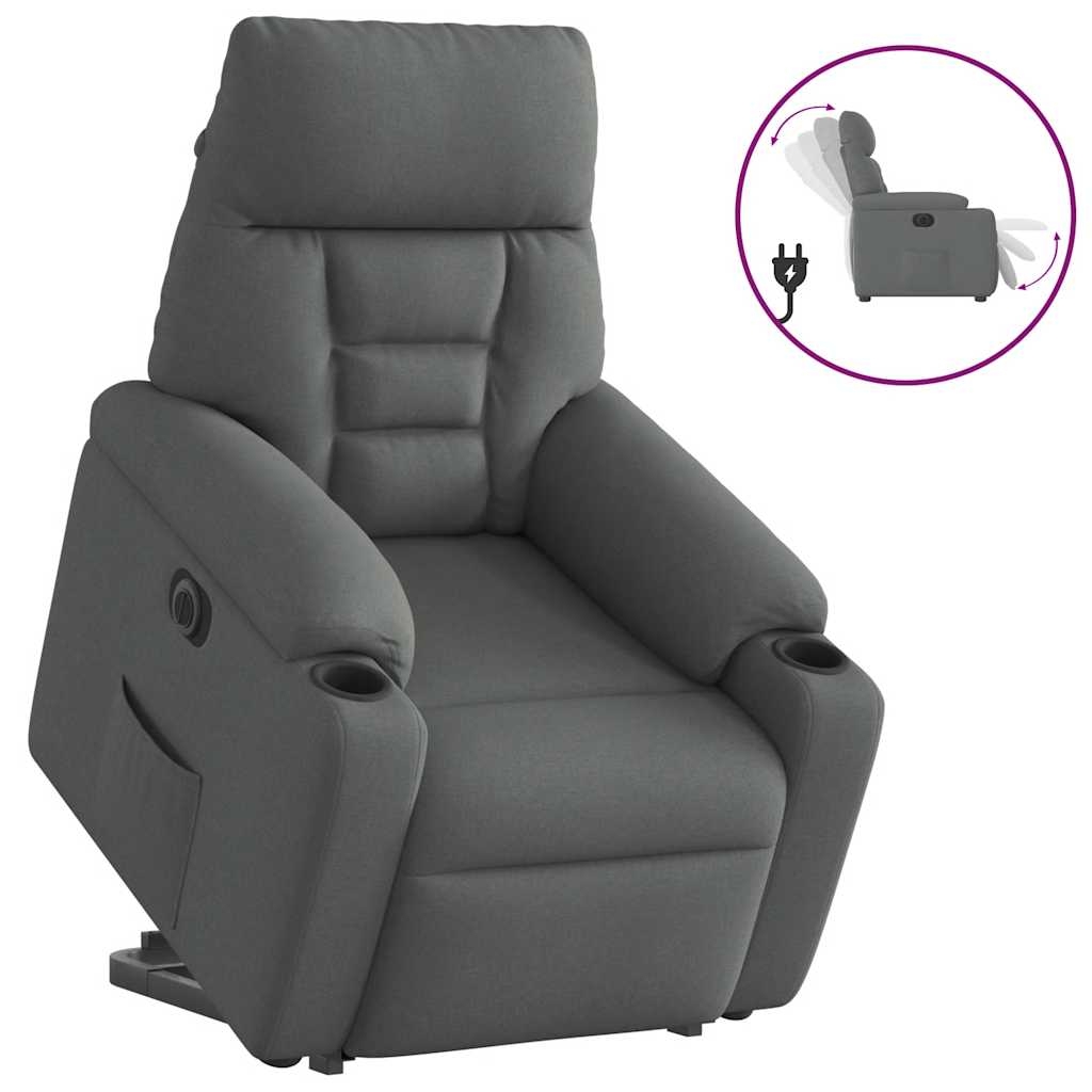 Relaxsessel mit Aufstehhilfe Elektrisch Dunkelgrau Stoff