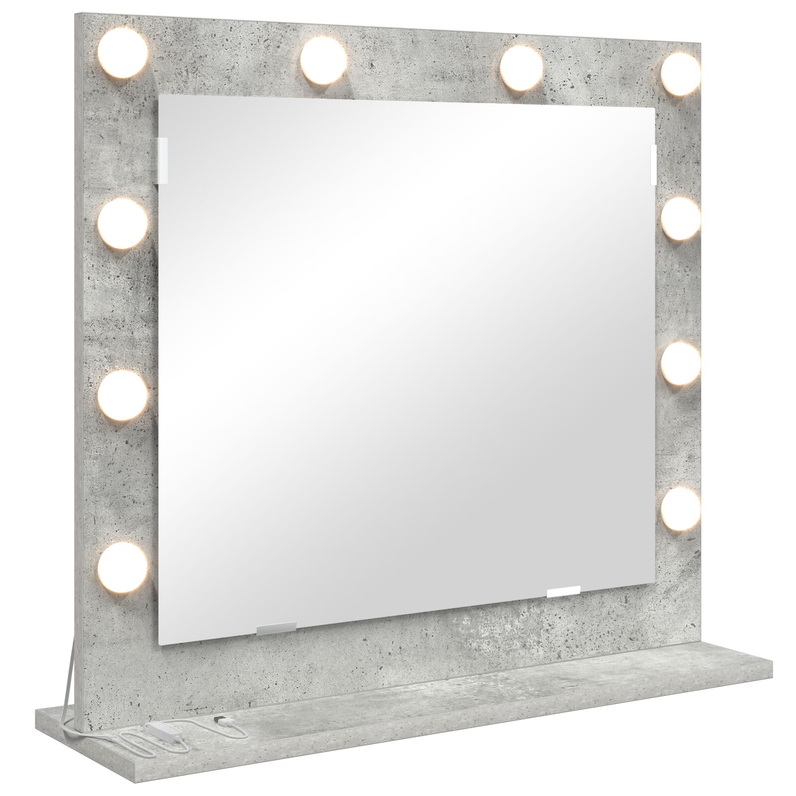 Kosmetikspiegel mit LED-Leuchten Beton Grau 60x55x18 cm