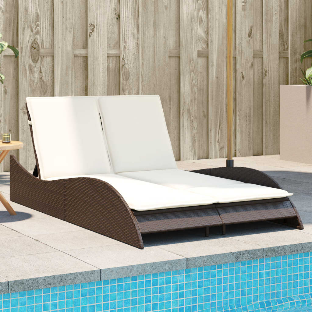 Sonnenliege mit Auflagen Braun 114x205x73 cm Poly Rattan Sonnenliege mit Auflagen Braun 114x205x73 cm Poly Rattan