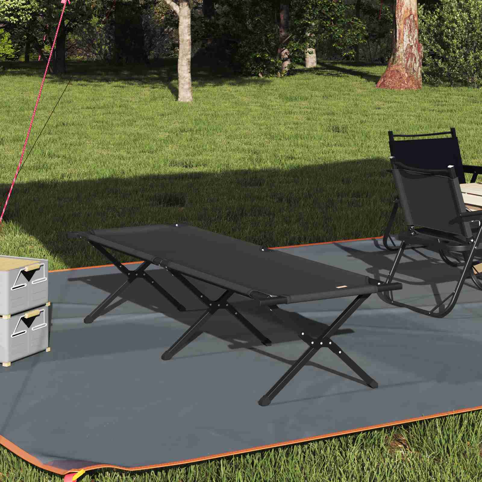 Klapp-Sonnenbett mit Tragetasche Schwarz 600D Oxford-Gewebe