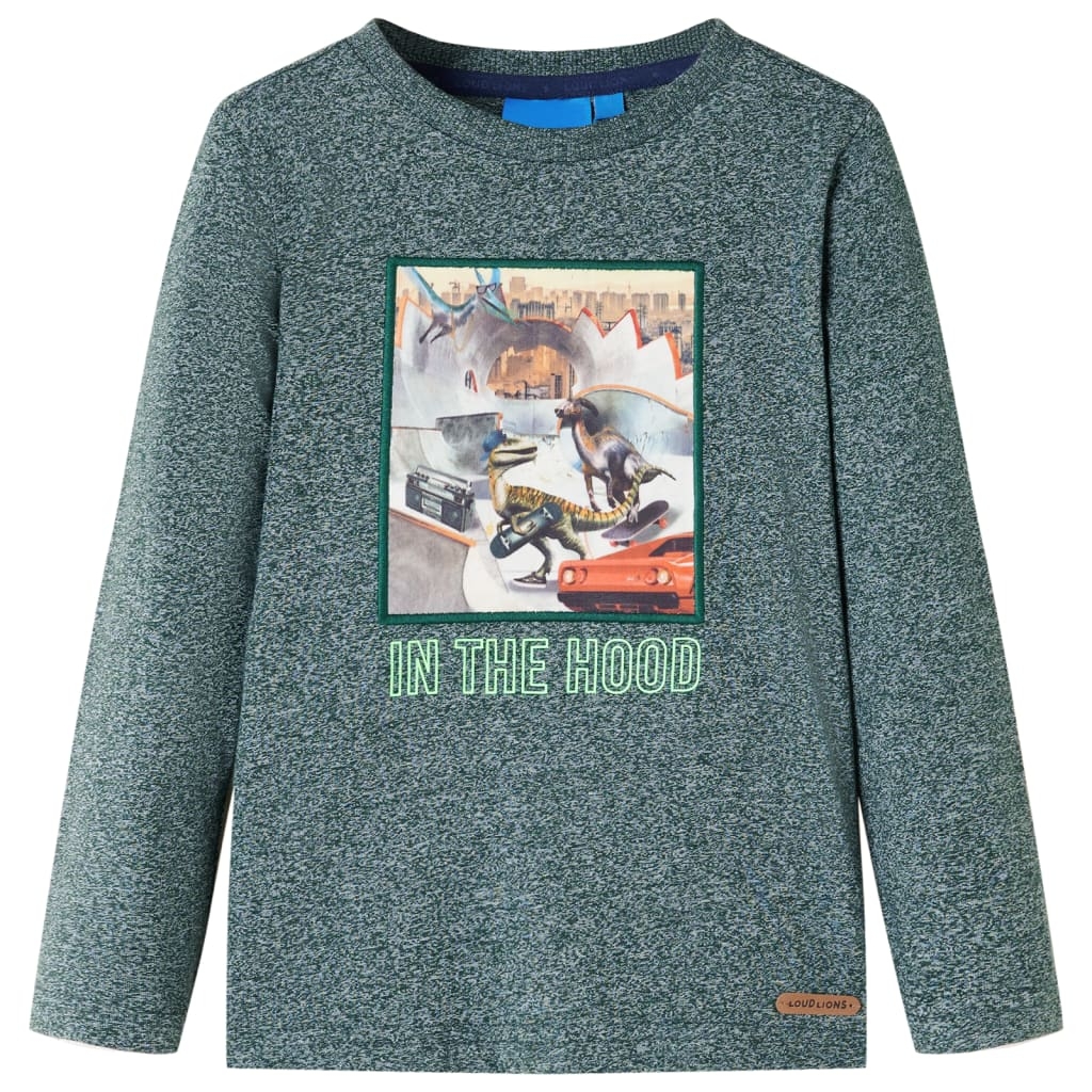 Kinder-Langarmshirt Dunkelgrün Melange 128 Kinder-Langarmshirt Dunkelgrün Melange 128