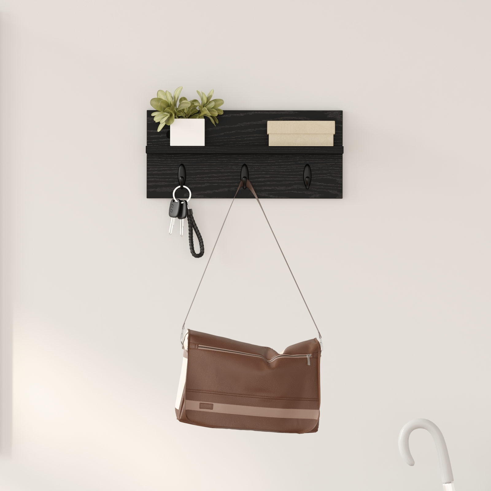 Wandmontierter Kleiderständer Schwarze Eiche 40 x 10.5 x 18 cm