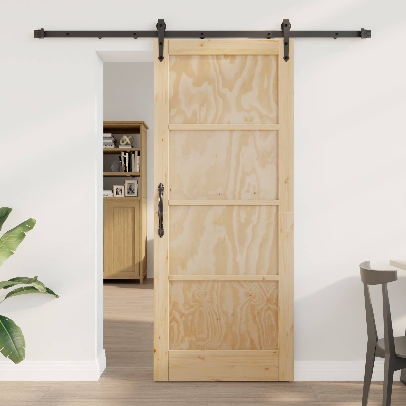 Schiebetür mit Beschlägen Set 83x202 cm Massivholz Kiefer