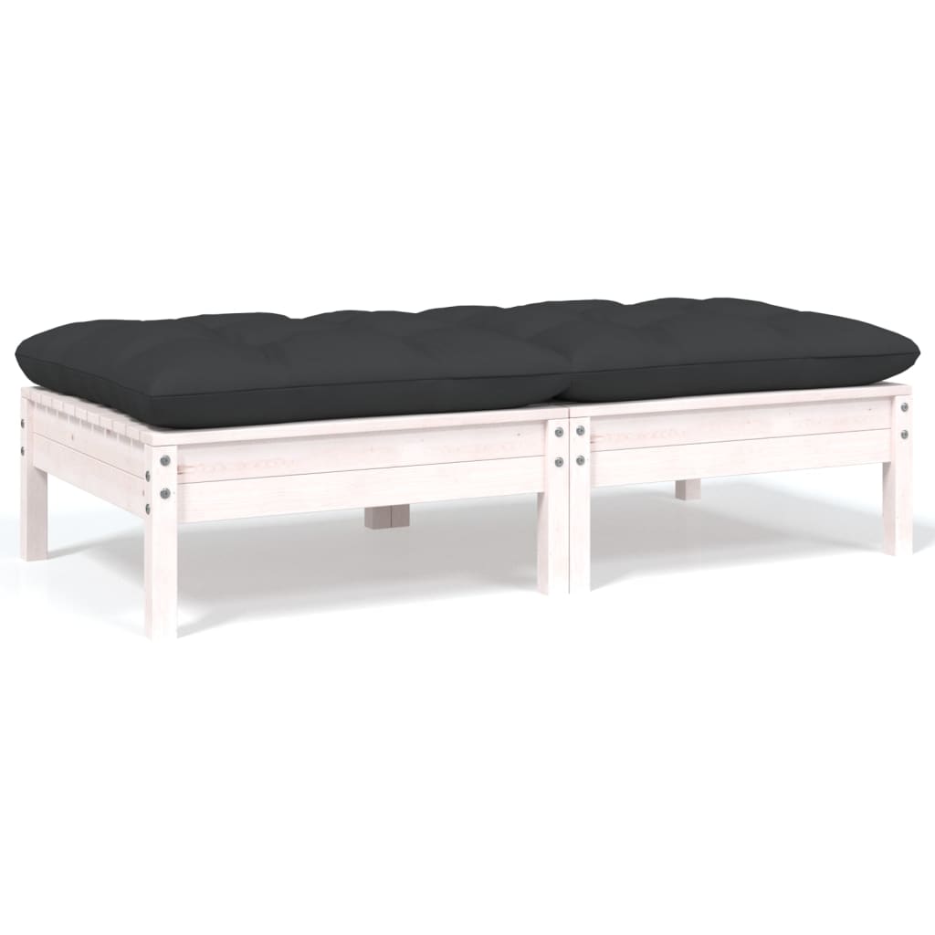 2-Sitzer-Gartensofa mit Kissen Weiß Massivholz Kiefer 2-Sitzer-Gartensofa mit Kissen Weiß Massivholz Kiefer