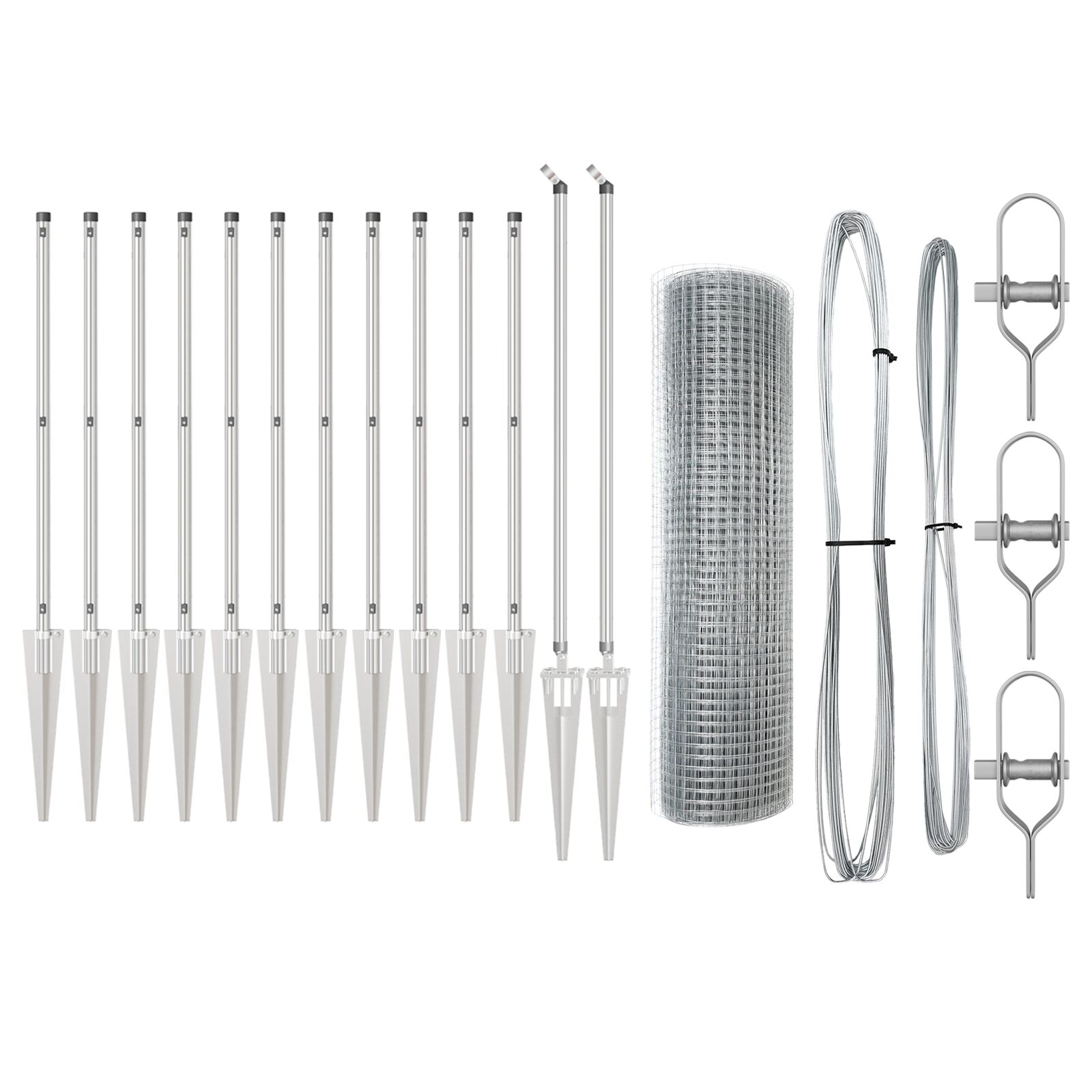 Zaunpfosten Set 2er Set Verzinkter Stahl 25 x 0,5 m Stabil