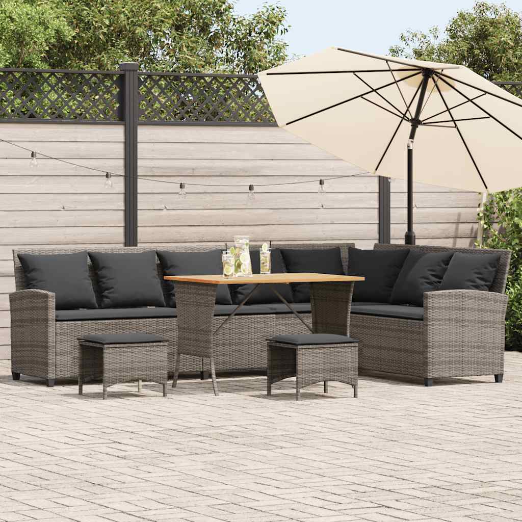4-tlg. Garten-Sofagarnitur mit Kissen L-Form Grau Poly Rattan 4-tlg. Garten-Sofagarnitur mit Kissen L-Form Grau Poly Rattan