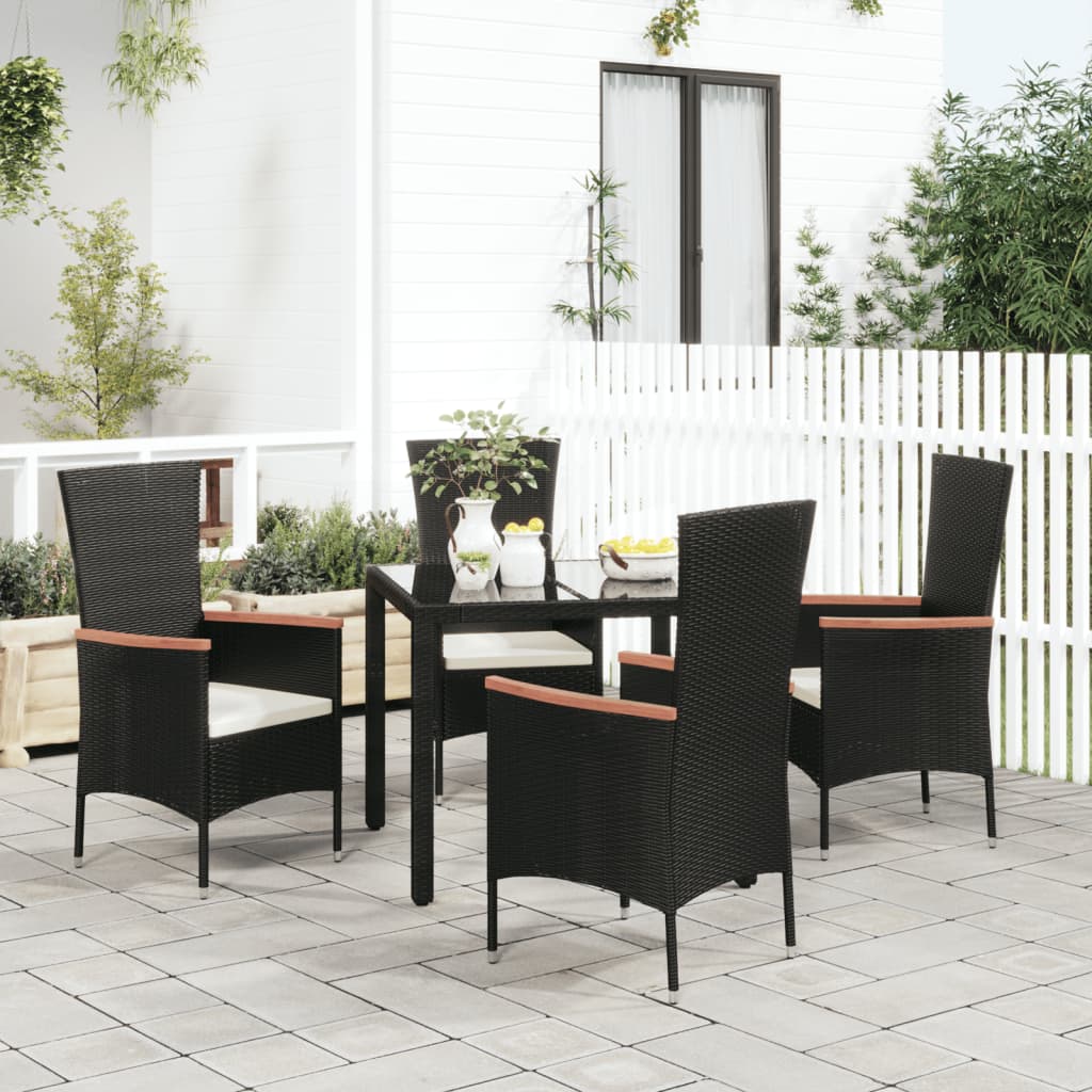 Gartenstühle mit Kissen 4 Stk. Poly Rattan Schwarz Gartenstühle mit Kissen 4 Stk. Poly Rattan Schwarz