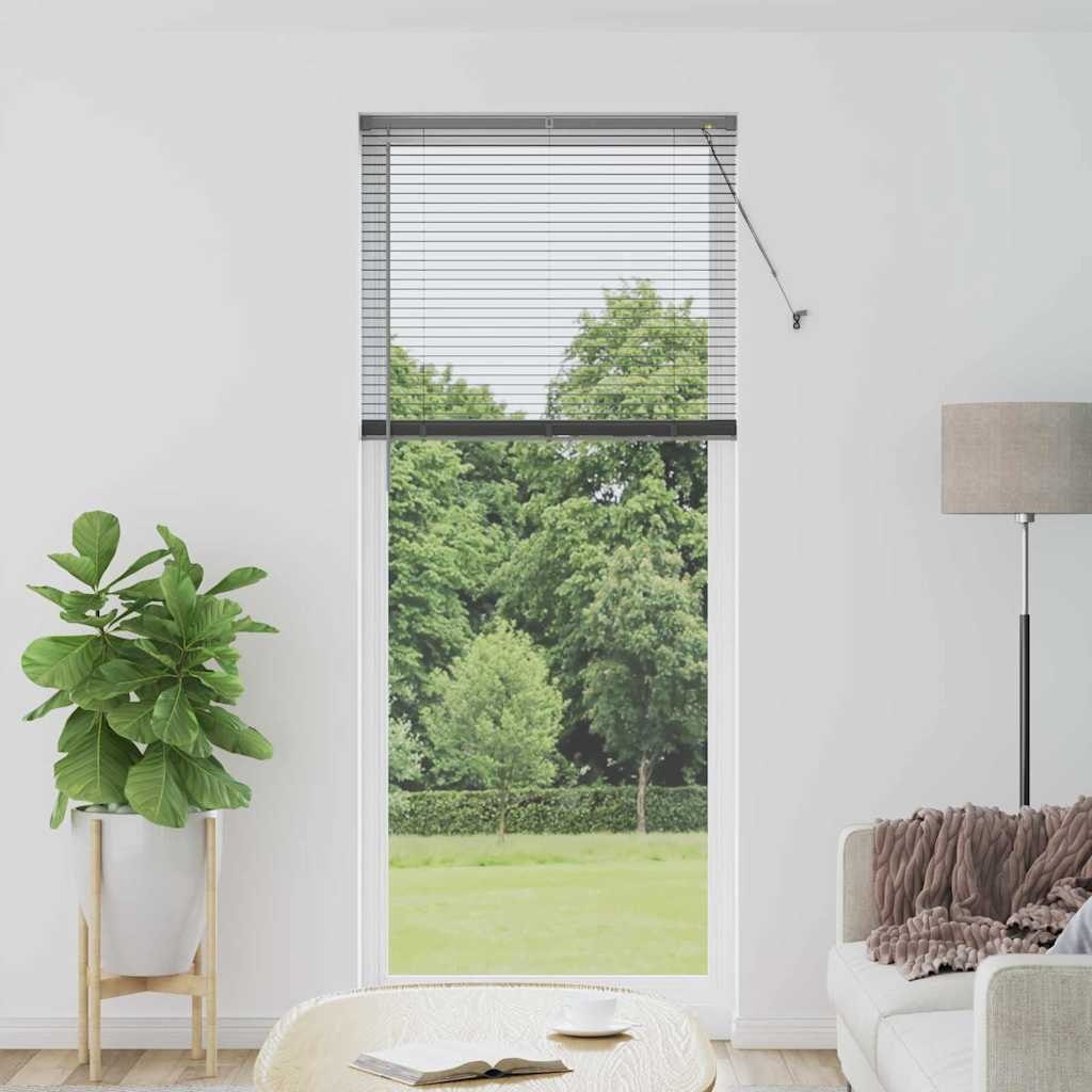 Fenster Jalousie mit Vorhängen Sonstiges Dunkelgrau 80 x 130 cm Aluminium