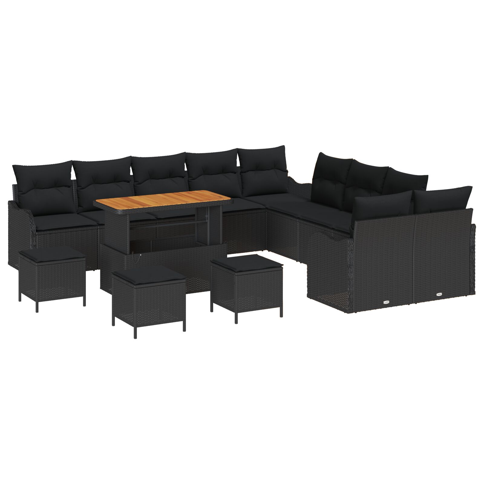 14-teiliges Garten-Sofa-Set mit Kissen Schwarz Poly-Rattan Akazie, 2-Sitzer Garten-Sofa mit Kissen Schwarz Poly-Rattan, 4-teiliges Garten-Dining-Set mit Kissen Schwarz Poly-Rattan Akazie 14-teiliges Garten-Sofa-Set mit Kissen Schwarz Poly-Rattan Akazie, 2-Sitzer Garten-Sofa mit Kissen Schwarz Poly-Rattan, 4-teiliges Garten-Dining-Set mit Kissen Schwarz Poly-Rattan Akazie