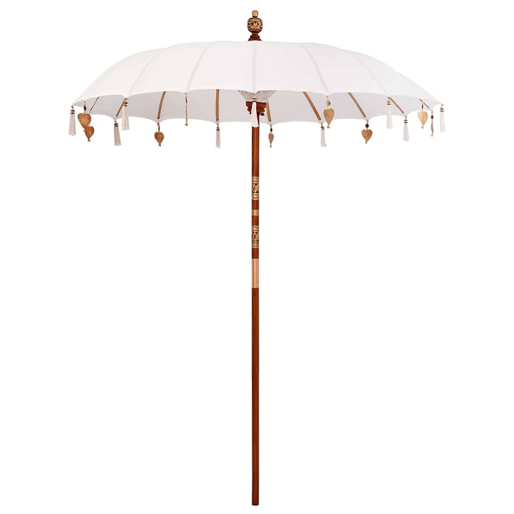 Sonnenschirm Creme x 250 cm Baumwolle und Massivholz