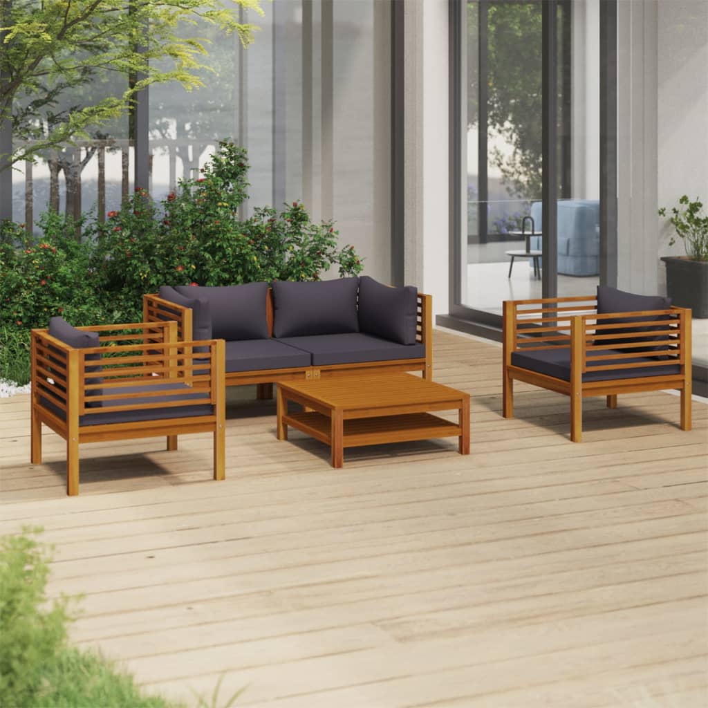 5-tlg. Garten-Lounge-Set mit Auflage Massivholz Akazie 5-tlg. Garten-Lounge-Set mit Auflage Massivholz Akazie