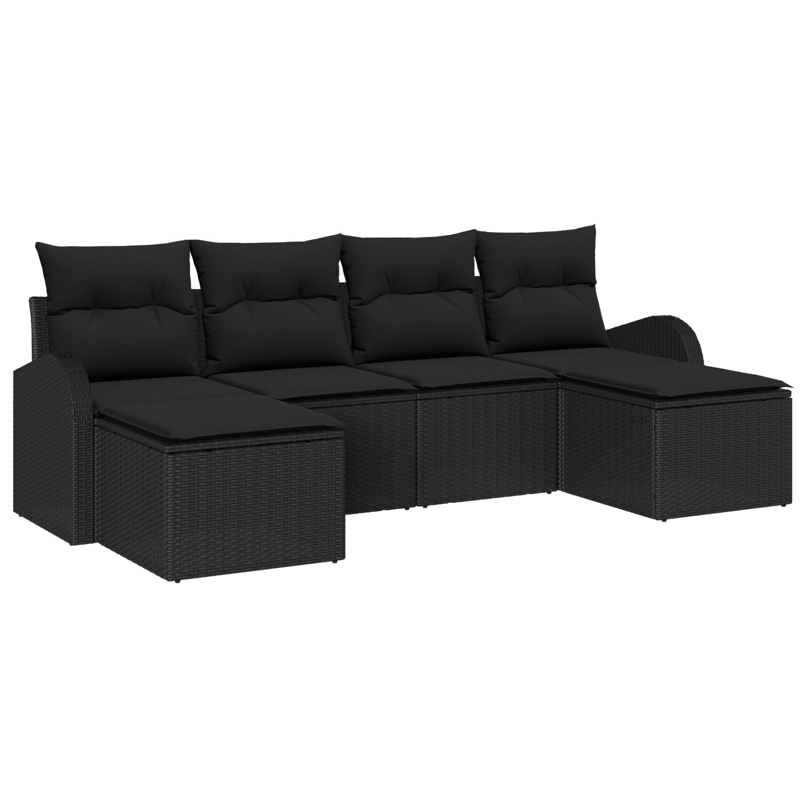 6-teiliges Garten-Sofaset mit Kissen Schwarzes Poly-Rattan, 2-Sitzer Garten-Sofa mit Stauraum & Kissen Schwarzes Poly-Rattan 6-teiliges Garten-Sofaset mit Kissen Schwarzes Poly-Rattan, 2-Sitzer Garten-Sofa mit Stauraum & Kissen Schwarzes Poly-Rattan