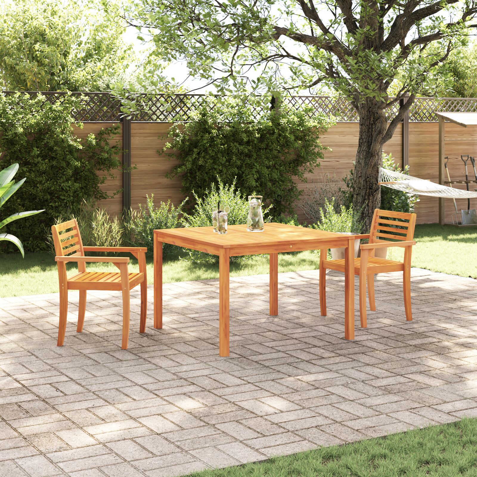 vidaXL 3-teiliges Garten-Esszimmer Set aus massivem Akazienholz