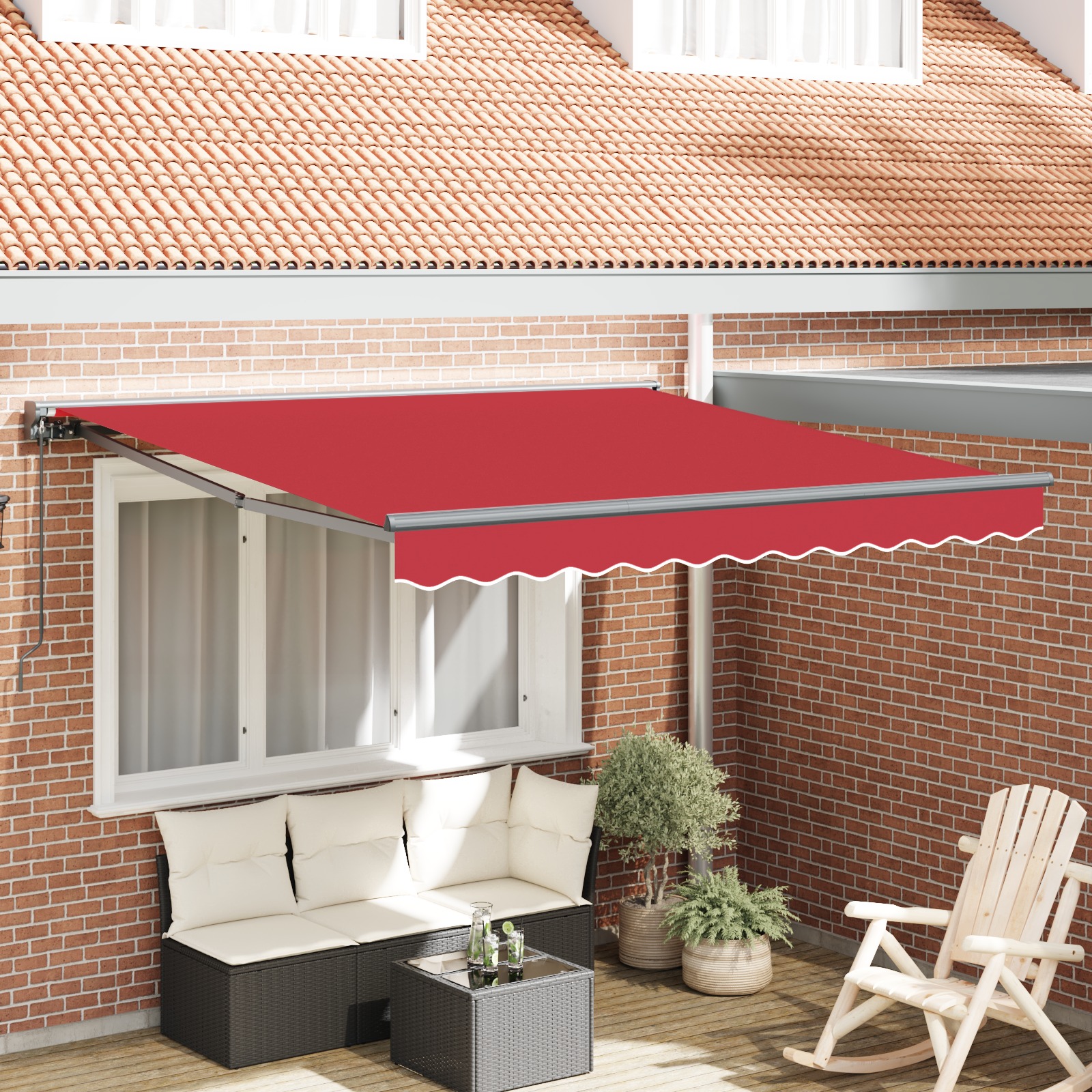 Einziehbare Markise Rot 300x250 cm Polyester