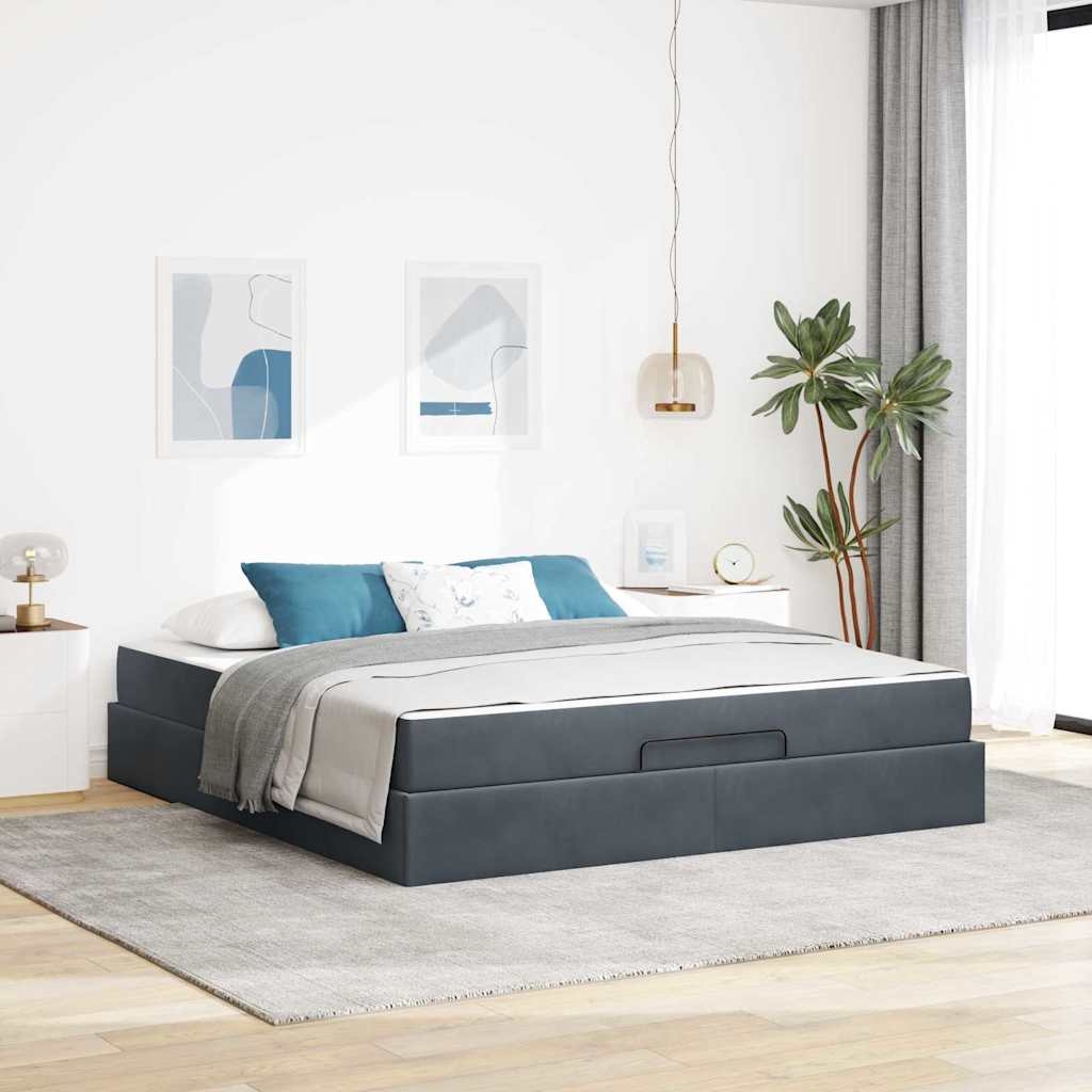 Bettgestell Sonstiges Dunkelgrau 180 x 200 cm Samt