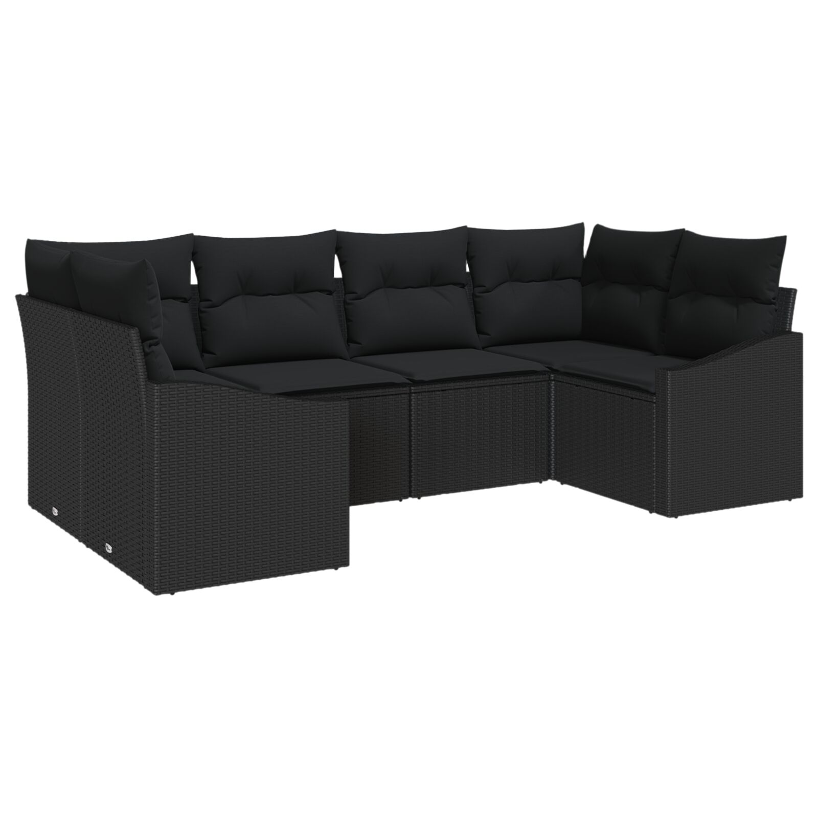 6-teiliges Garten Sofa Set mit Kissen Schwarz Poly-Rattan 6-teiliges Garten Sofa Set mit Kissen Schwarz Poly-Rattan