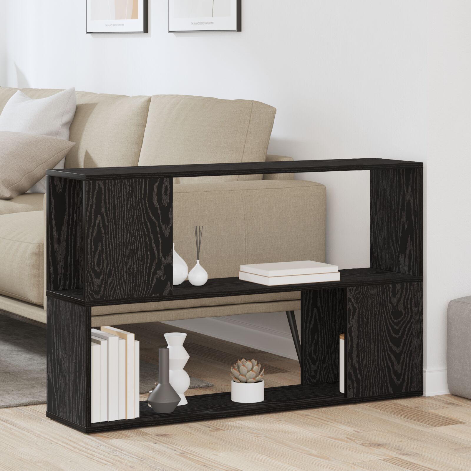 vidaXL Bücherregal Schwarz Eiche 100x24x63 cm aus Holzwerkstoff
