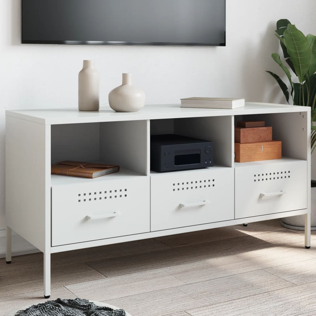 TV-Schrank Weiß 100,5x39x50,5 cm Kaltgewalzter Stahl