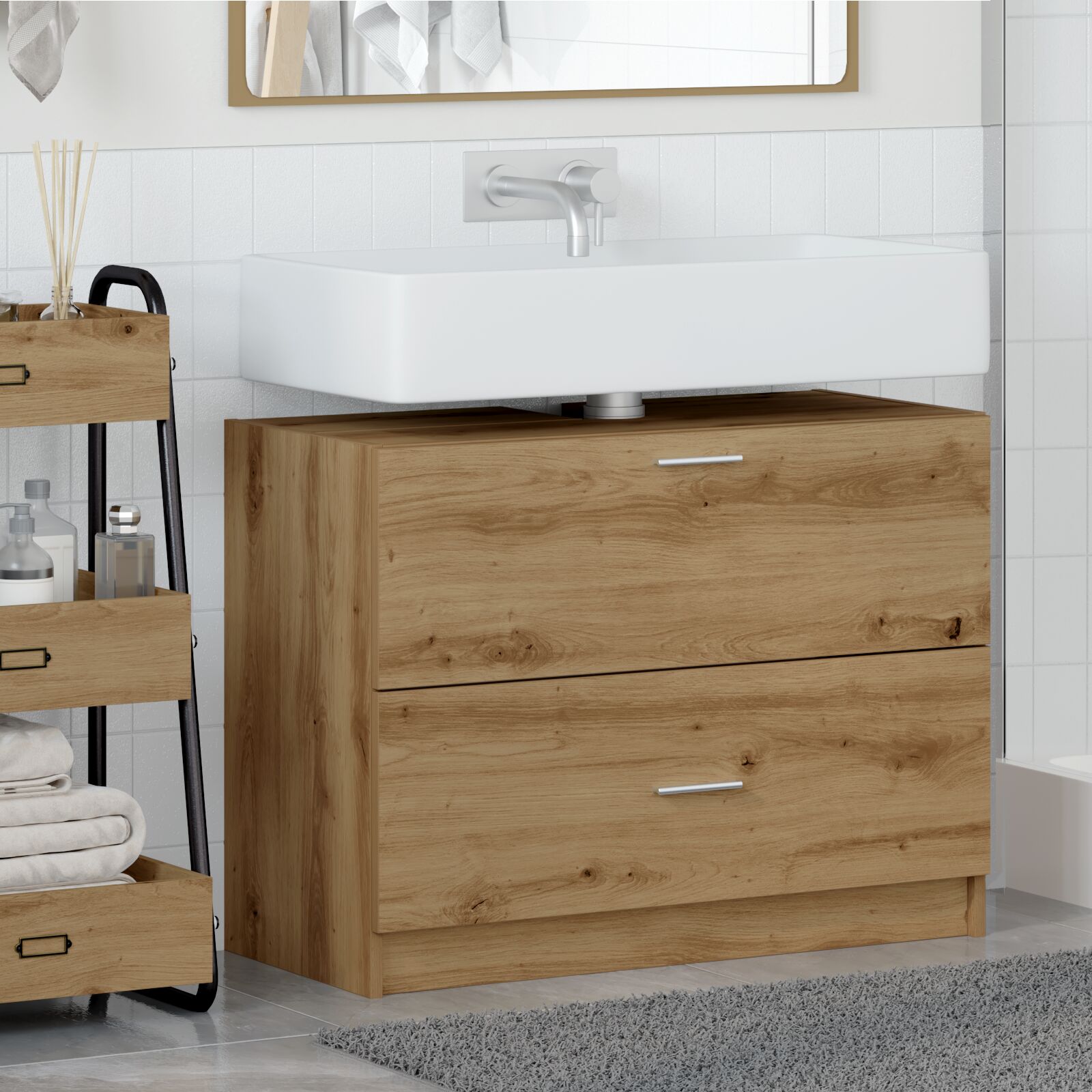 Waschbeckenschrank Artisan Eiche 78x37x59 cm Holzwerkstoff