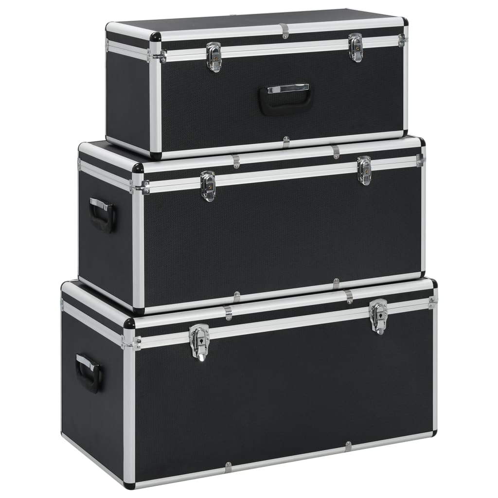 Aufbewahrungskoffer 3 Stk. Schwarz Aluminium Aufbewahrungskoffer 3 Stk. Schwarz Aluminium