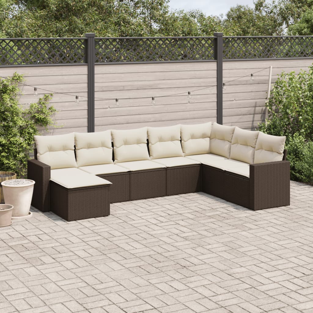 8-tlg. Garten-Sofagarnitur mit Kissen Braun Poly Rattan 8-tlg. Garten-Sofagarnitur mit Kissen Braun Poly Rattan