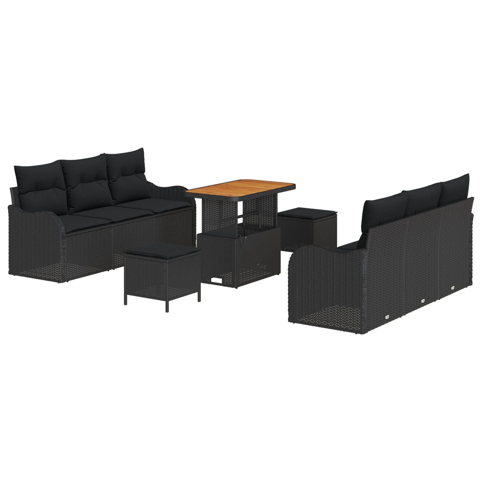 9-teiliges Garten Sofa Set mit Kissen Schwarz Poly-Rattan Akazie, 2-Sitzer Garten Sofa mit Kissen Schwarz Poly-Rattan, 3-teiliges Garten Esstisch Set mit Kissen Schwarz Poly-Rattan Akazie 9-teiliges Garten Sofa Set mit Kissen Schwarz Poly-Rattan Akazie, 2-Sitzer Garten Sofa mit Kissen Schwarz Poly-Rattan, 3-teiliges Garten Esstisch Set mit Kissen Schwarz Poly-Rattan Akazie
