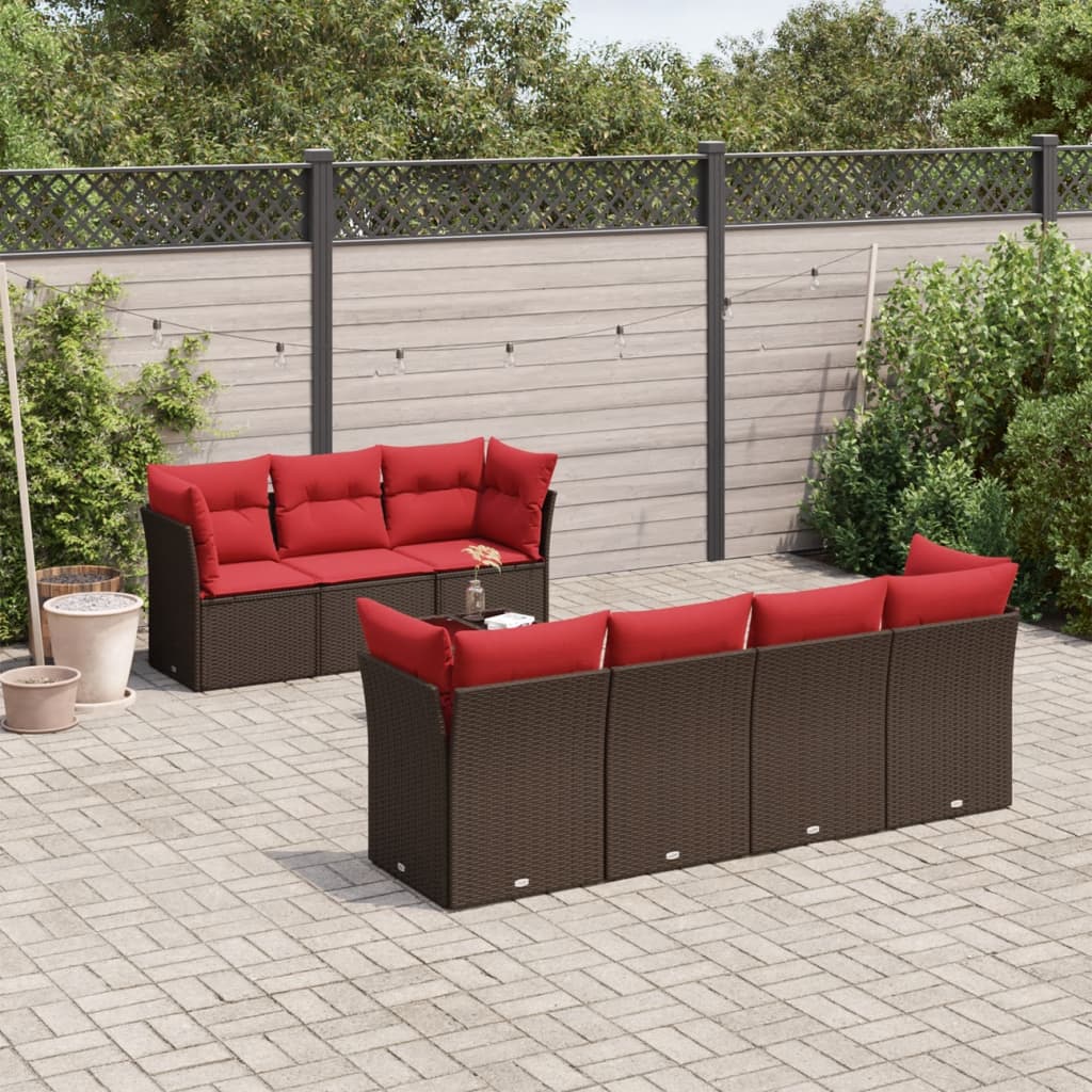8-tlg. Garten-Sofagarnitur mit Kissen Braun Poly Rattan 8-tlg. Garten-Sofagarnitur mit Kissen Braun Poly Rattan