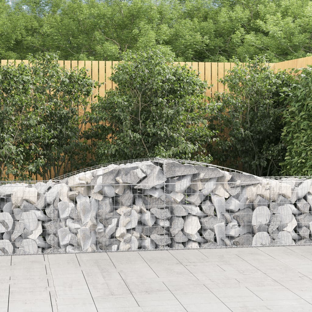 Gabionen mit Hochbogen 6 Stk. 400x50x60/80cm Verzinktes Eisen