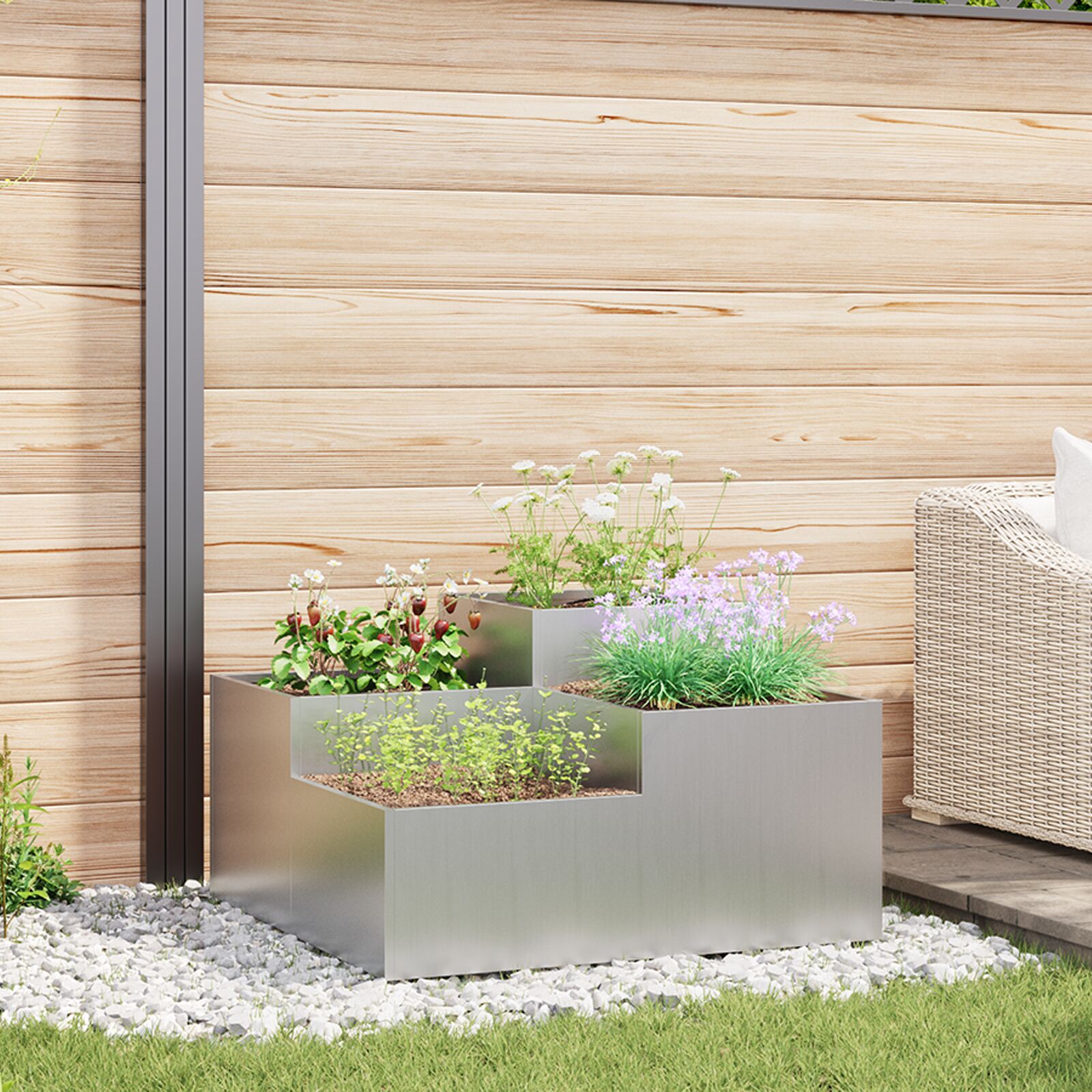 vidaXL Gartenpflanzer 80x80x48 cm Verzinkter Stahl