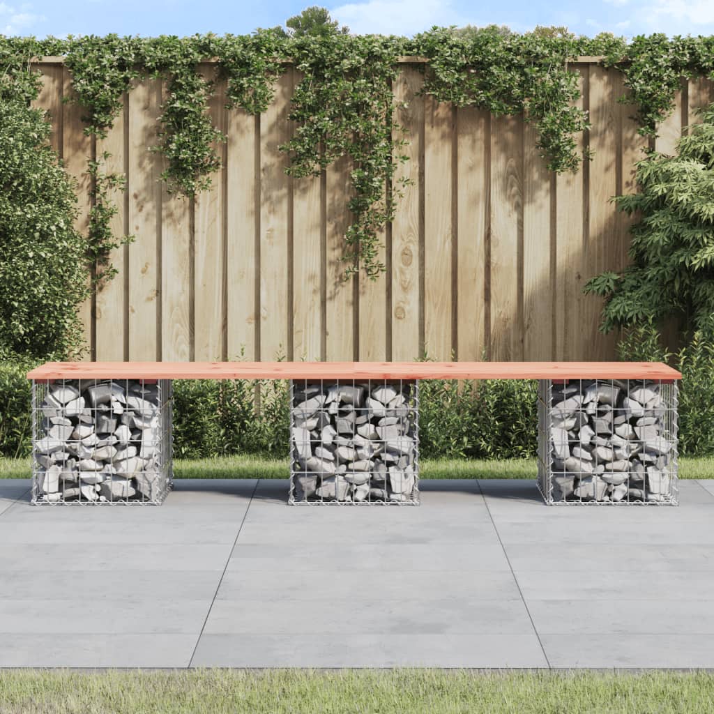 Gartenbank aus Gabionen 203x44x42 cm Massivholz Douglasie Gartenbank aus Gabionen 203x44x42 cm Massivholz Douglasie