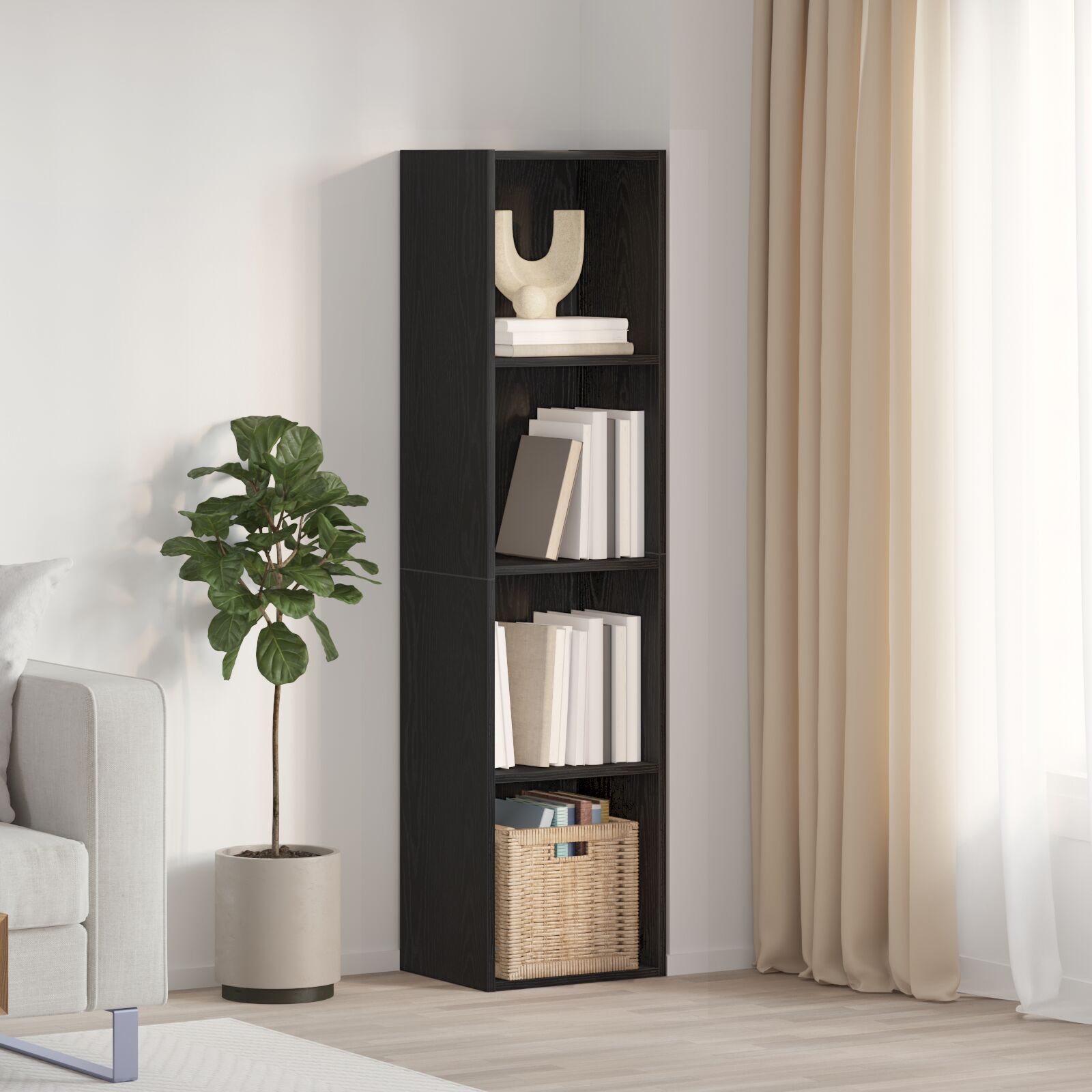 Bücherregal/Fernsehschrank Schwarze Eiche 36x30x143 cm