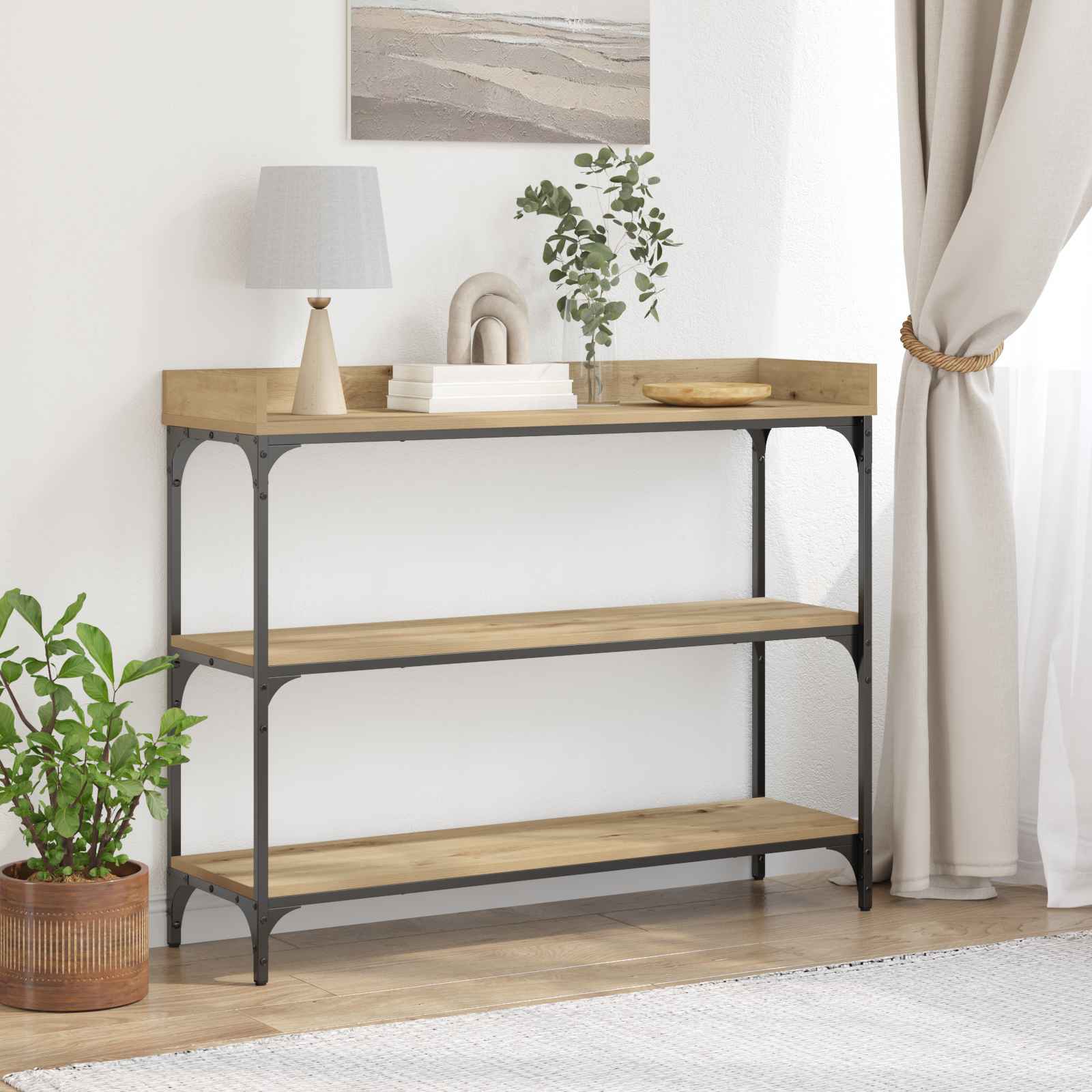 Konsolentisch Artisan Eiche 100x30x80 cm Holzwerkstoff & Stahl