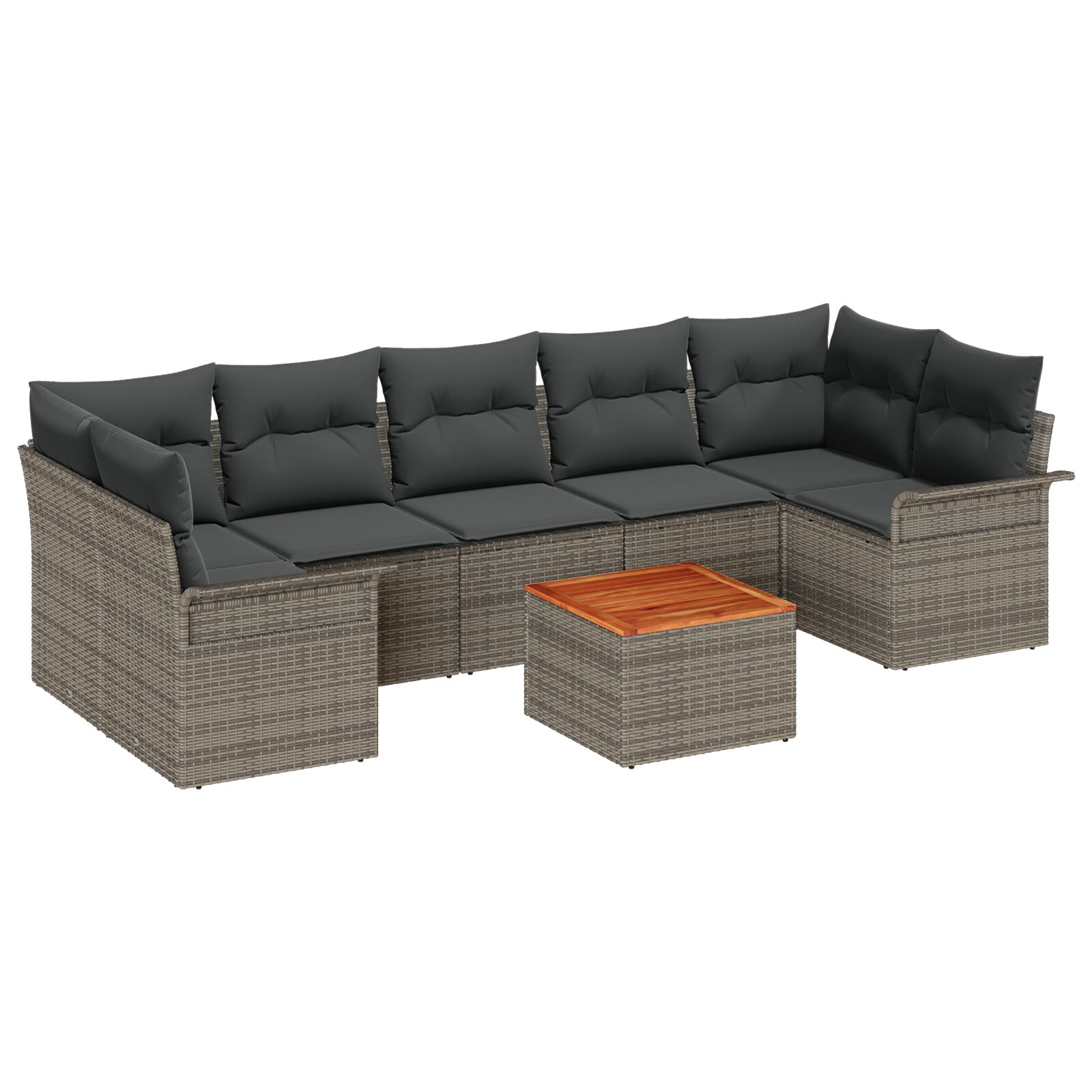 8-teiliges Garten Sofa Set mit Kissen grau Poly Rattan Akazie, 2-sitziges Garten Sofa mit Stauraum & Kissen grau Poly Rattan 8-teiliges Garten Sofa Set mit Kissen grau Poly Rattan Akazie, 2-sitziges Garten Sofa mit Stauraum & Kissen grau Poly Rattan