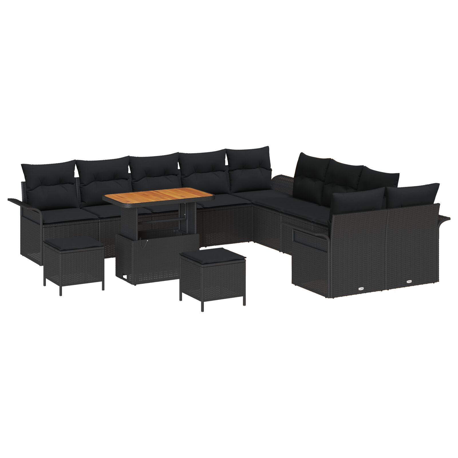 13-teiliges Garten Sofa Set mit Kissen Schwarz Poly Rattan Akazie, 2-Sitzer Garten Sofa mit Kissen Schwarz Poly Rattan, 3-teiliges Garten Esstisch Set mit Kissen Schwarz Poly Rattan Akazie 13-teiliges Garten Sofa Set mit Kissen Schwarz Poly Rattan Akazie, 2-Sitzer Garten Sofa mit Kissen Schwarz Poly Rattan, 3-teiliges Garten Esstisch Set mit Kissen Schwarz Poly Rattan Akazie