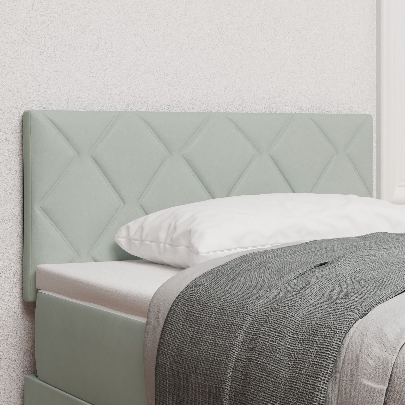 Kopfteil Diamantblock Design Hellgrau 90 cm Samt