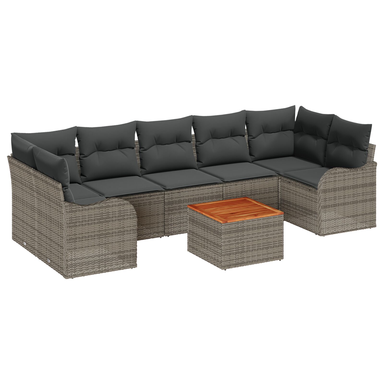 8-teiliges Garten Sofa Set mit Kissen Grau Poly Rattan Akazie, 2-Sitzer Garten Sofa mit Kissen Grau Poly Rattan 8-teiliges Garten Sofa Set mit Kissen Grau Poly Rattan Akazie, 2-Sitzer Garten Sofa mit Kissen Grau Poly Rattan