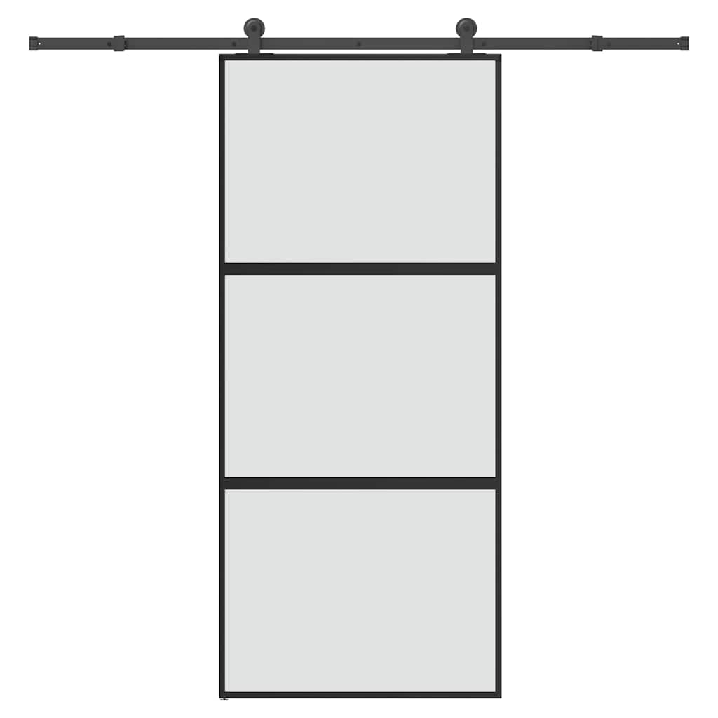 Schiebetür mit Beschlag 90x205 cm Hartglas & Aluminium