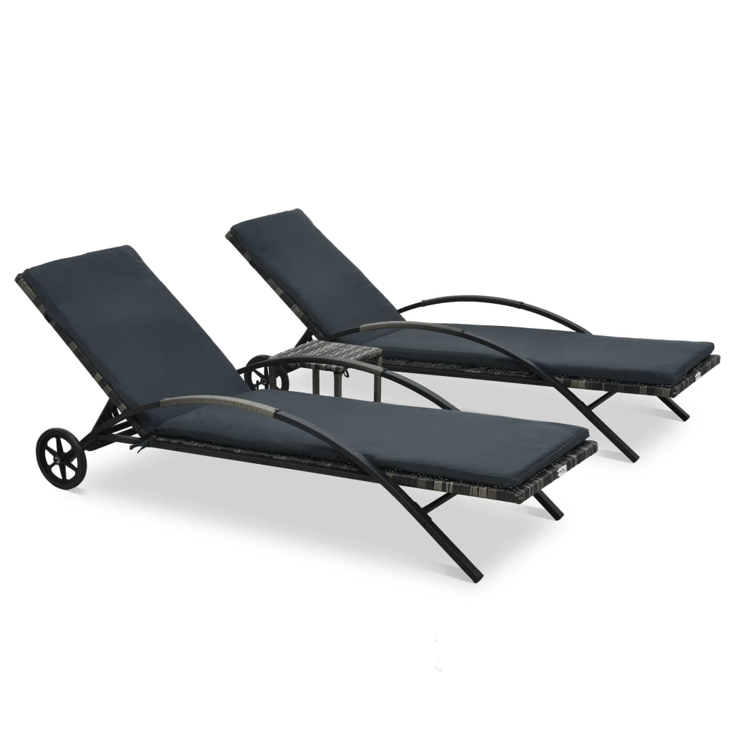 Sonnenliegen mit Tisch Poly Rattan Anthrazit Sonnenliegen mit Tisch Poly Rattan Anthrazit