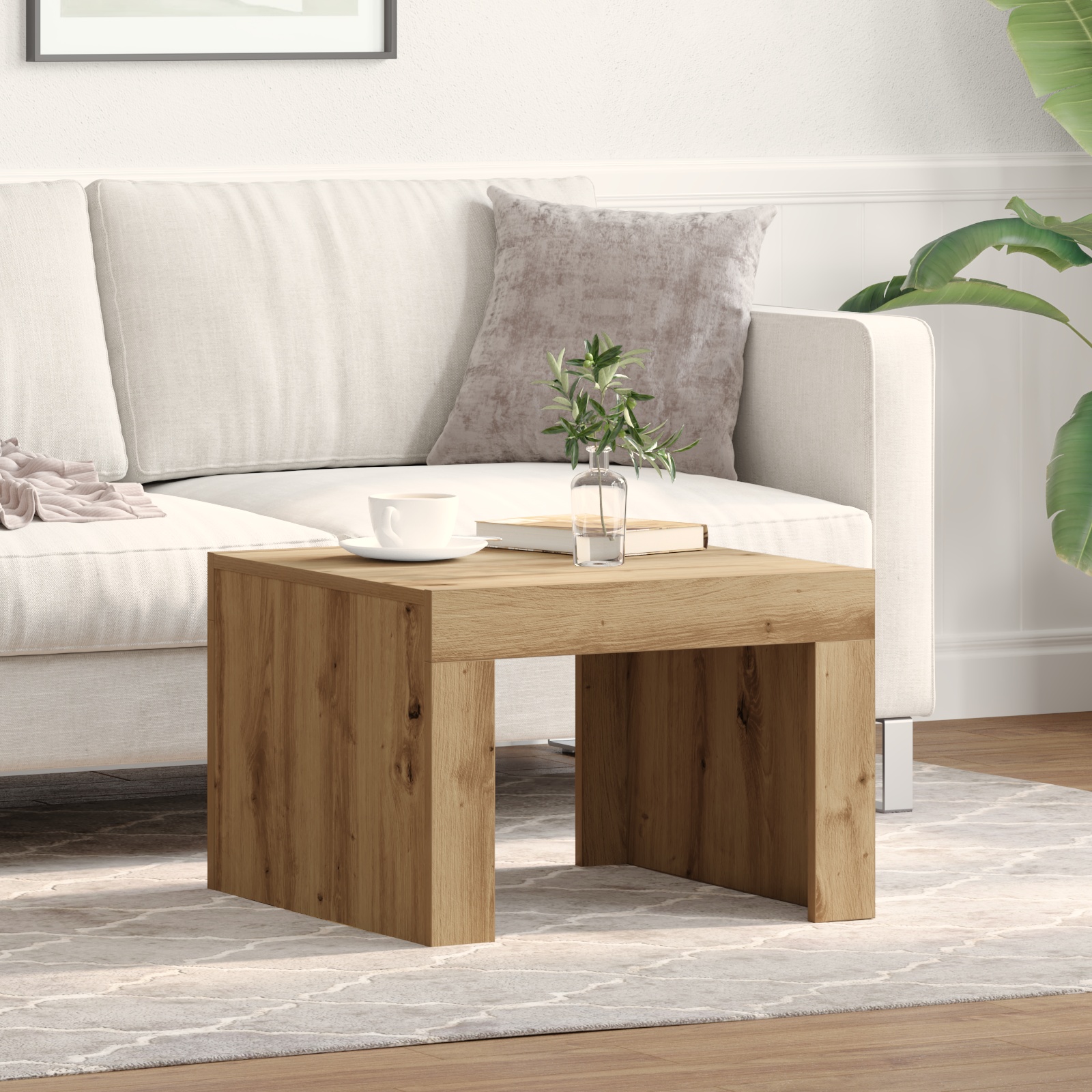 Couchtisch Eiche handwerklich 50 x 50 x 35 cm Holzwerkstoff
