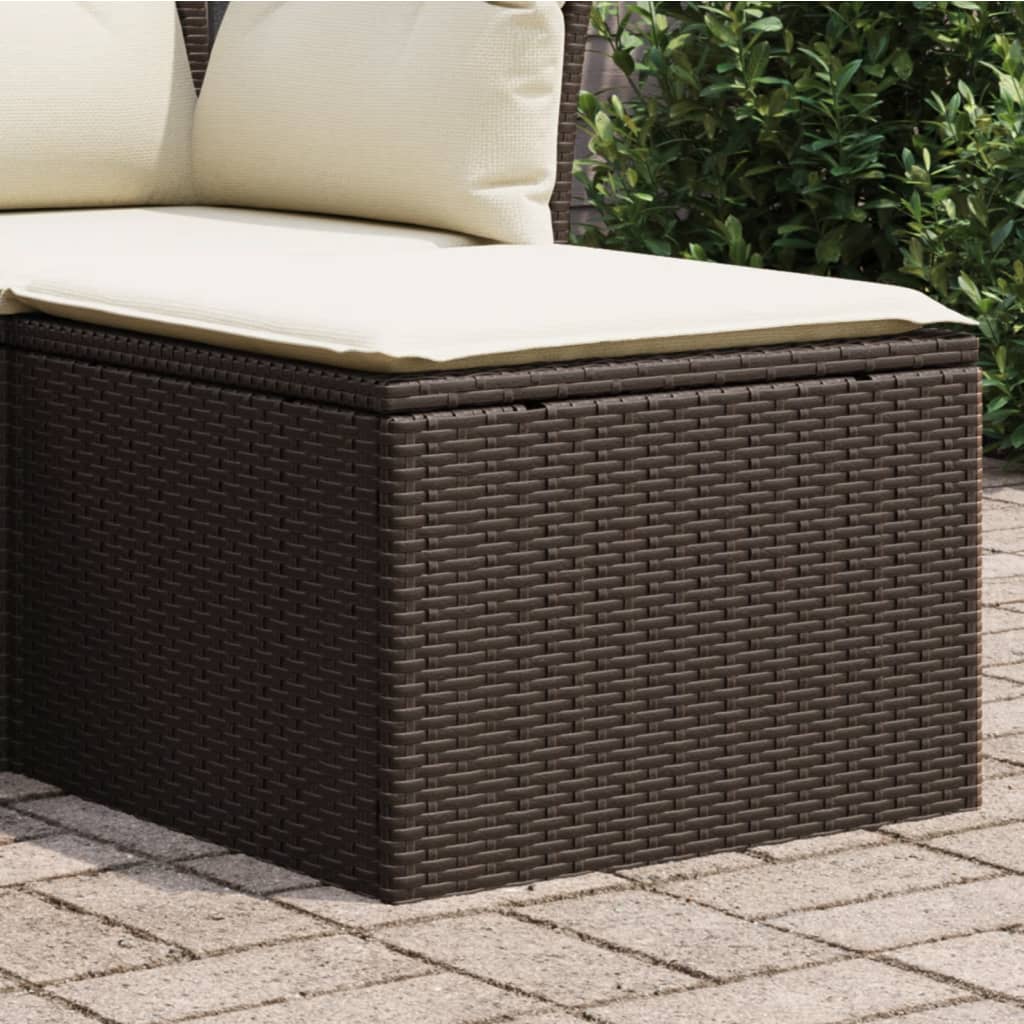 Gartenhocker mit Kissen Braun 55x55x37 cm Poly Rattan Gartenhocker mit Kissen Braun 55x55x37 cm Poly Rattan