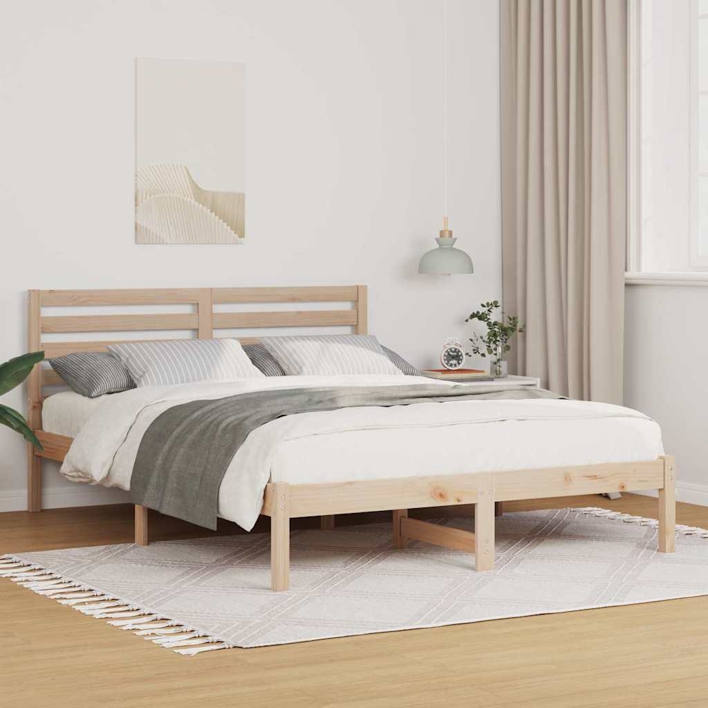 Bettgestell mit Kopfteil Braun 120 x 200 cm Massivkiefer