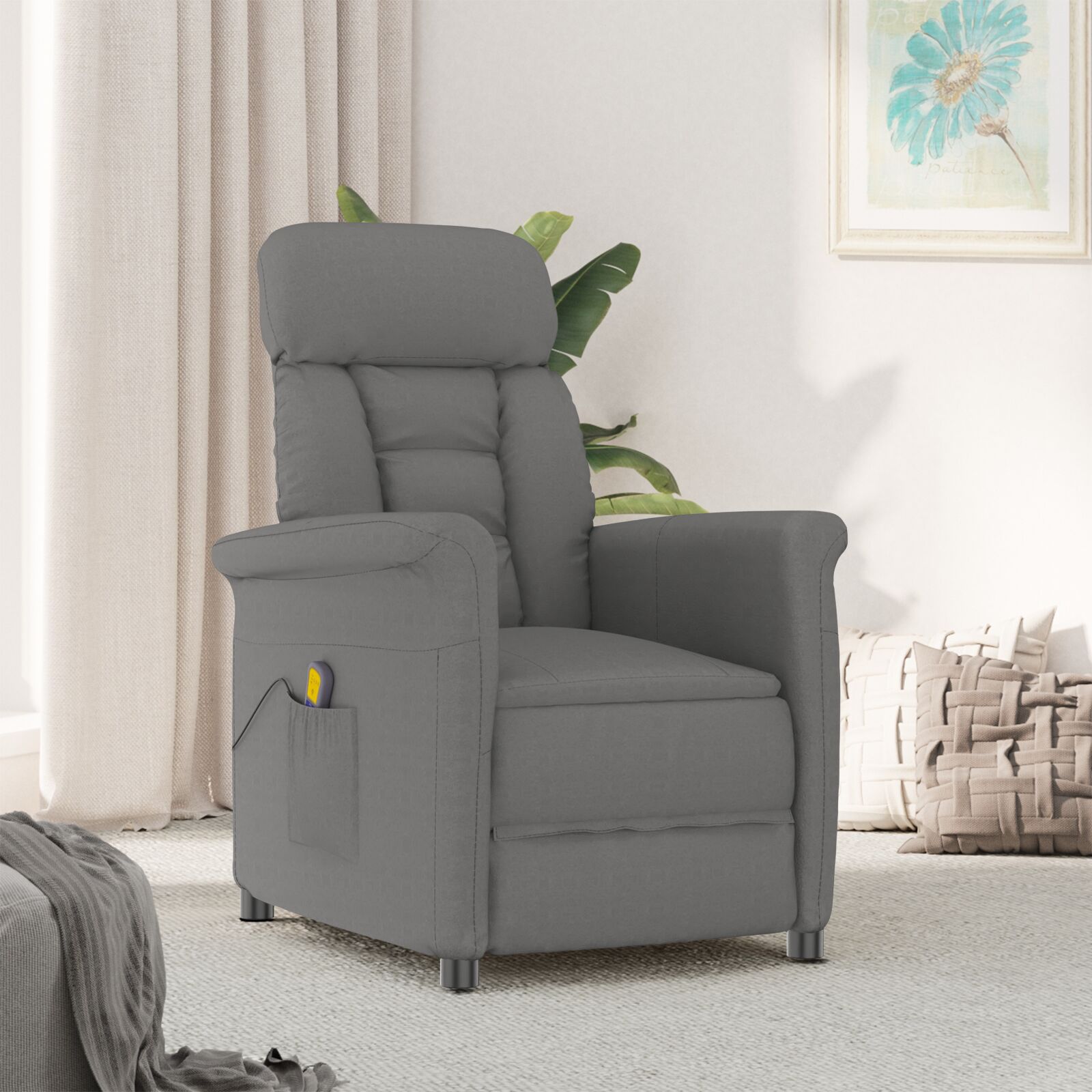 vidaXL Massagesessel Dunkelgrau Mikrofaser